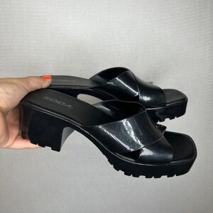 Soda‎ Y2K Black Platform Mules Heels Slides Women's Size 10 Chunky Block Heel
